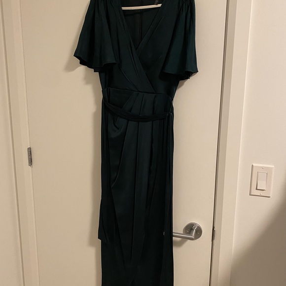 Ever New Forest Green Satin Midi Dress - Picture 2 of 3